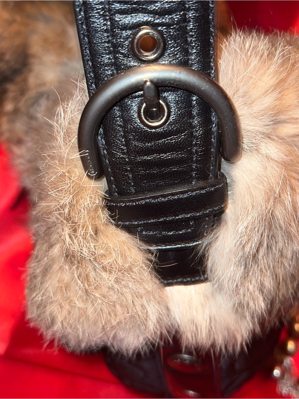 Coach Black Quilted Hobo with Natural Fur Trim - Picture 4 of 16